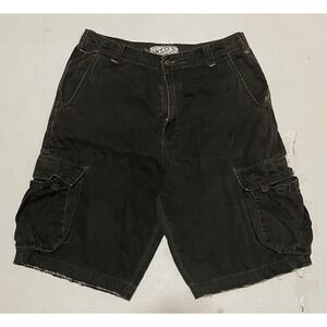 Vintage Y2k Billabong Cargo Shorts Embroidered Distressed Hem Size 30 X 11 Gray